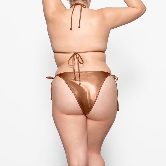 SKIMS Bikini Tie Metallic Copper Penny Bottoms NEW 3X - Picture 3 of 3